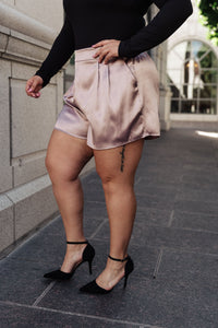 Hazel Blues® |  Champagne and Roses Satin Shorts