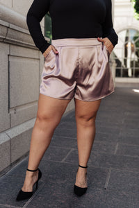 Hazel Blues® |  Champagne and Roses Satin Shorts