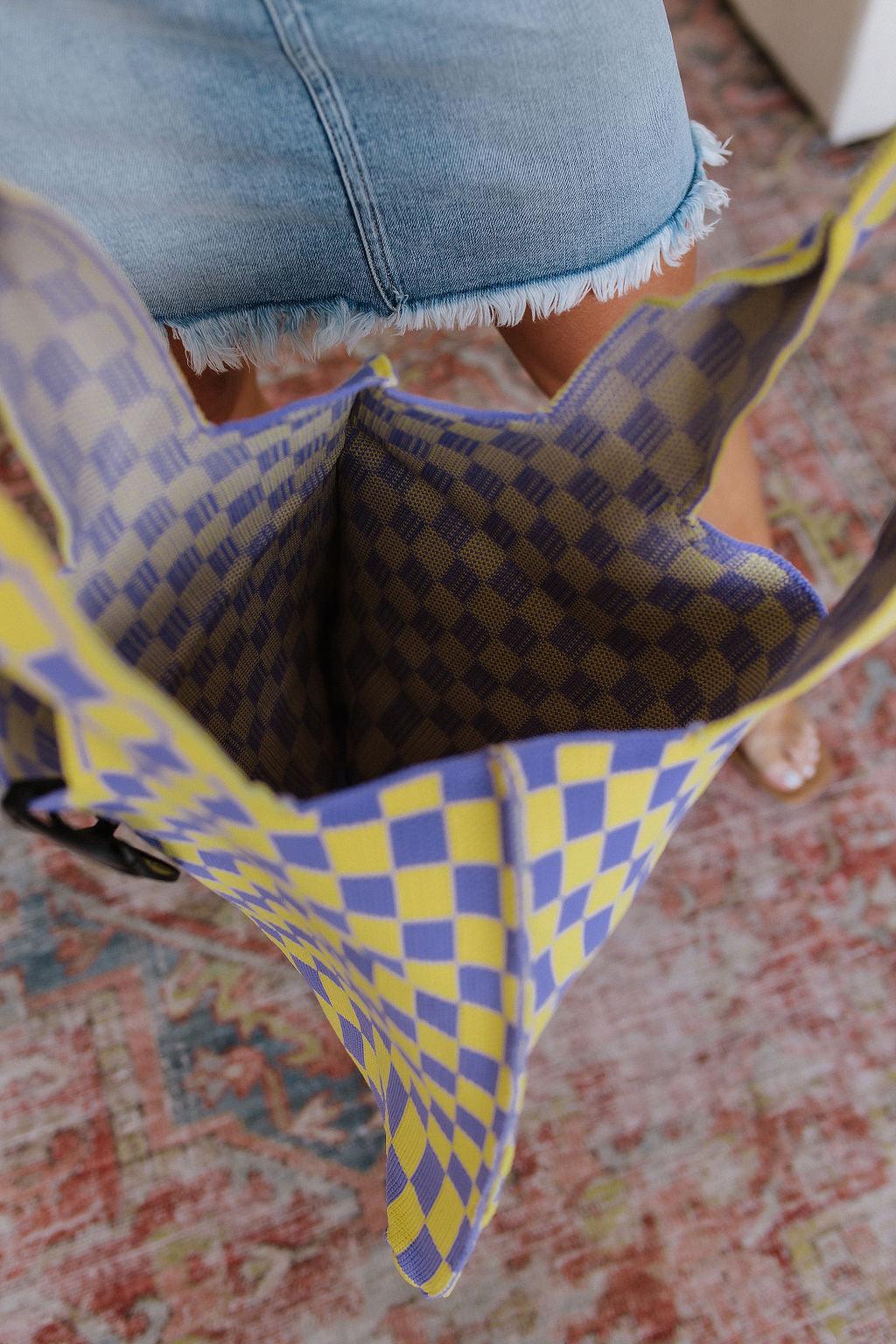 Hazel Blues® | Checkerboard Lazy Wind Big Bag in Lilac & Yellow - Hazel Blues®