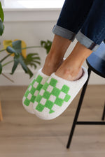 Hazel Blues® |  Checked Out Slippers in Green