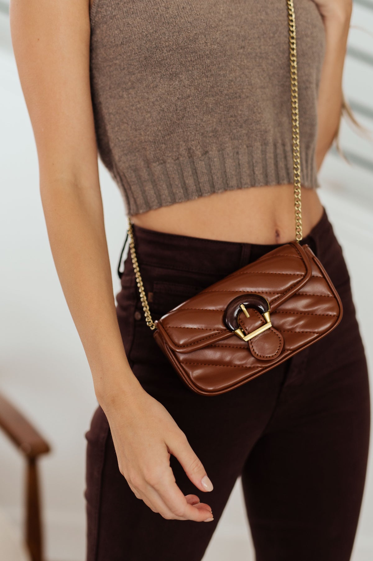 Hazel Blues® |  Classic Beauty Quilted Clutch in Brown