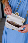 Hazel Blues® |  Classic Beauty Quilted Clutch in Ivory