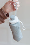 Hazel Blues® |  Collapsing Silicon Water Bottle in Diamond Gray