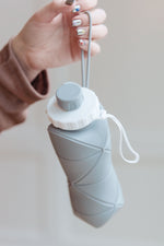 Hazel Blues® |  Collapsing Silicon Water Bottle in Diamond Gray