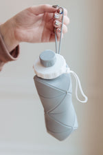 Hazel Blues® |  Collapsing Silicon Water Bottle in Diamond Gray
