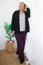Hazel Blues® |  Petunia High Rise Wide Leg Jeans in Plum
