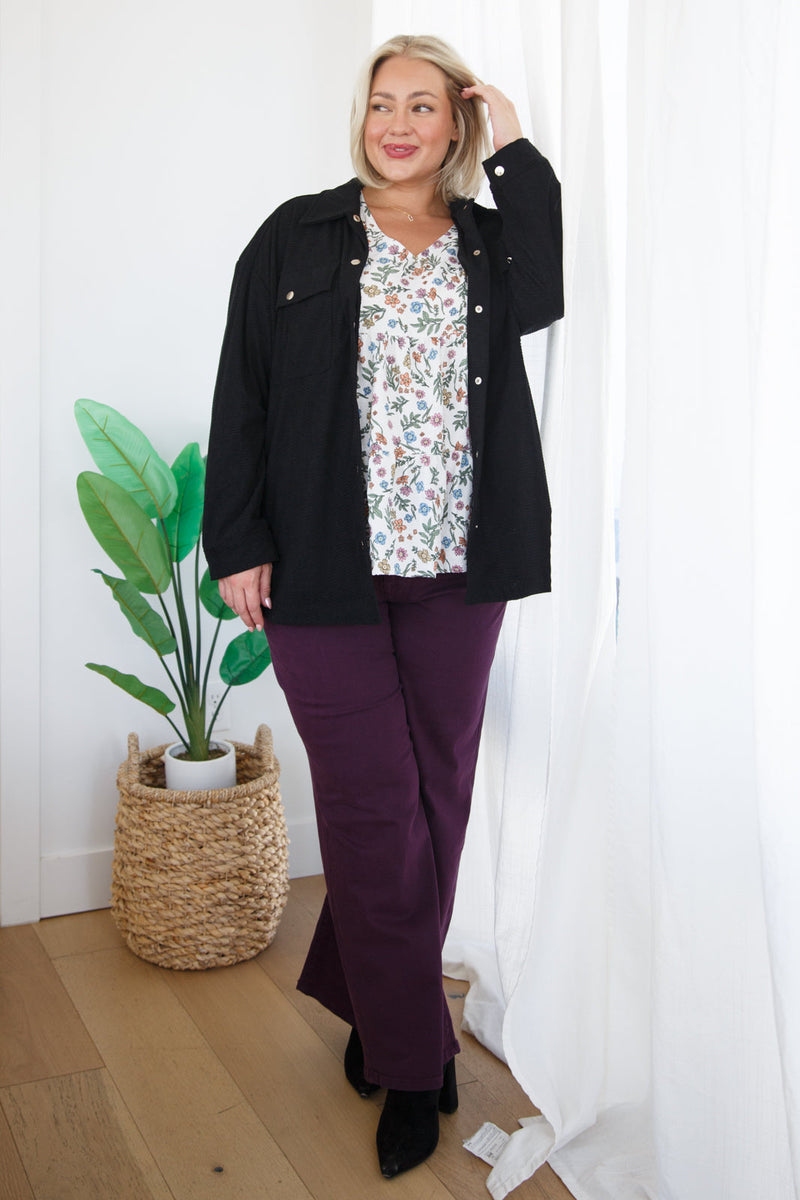 Hazel Blues® |  Petunia High Rise Wide Leg Jeans in Plum