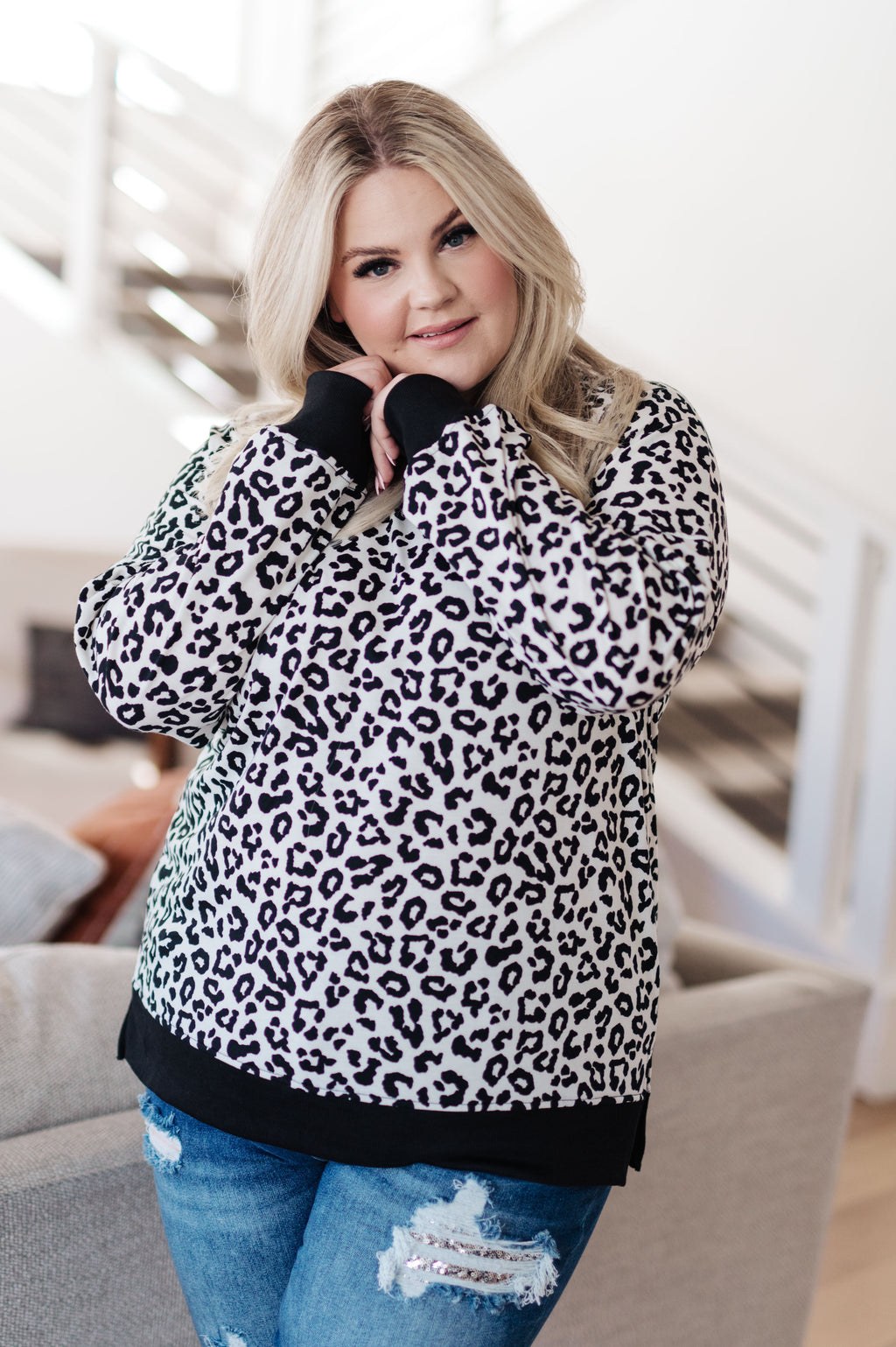 Hazel Blues® |  Cozy in Cheetah Pullover Sweatshirt