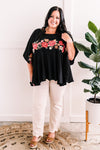 Hazel Blues® |  Savanna Jane Bold Embroidered Top In Black Dahlia