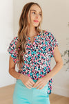 Hazel Blues® |  Lizzy Cap Sleeve Top in Navy and Hot Pink Floral