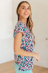 Hazel Blues® |  Lizzy Cap Sleeve Top in Navy and Hot Pink Floral