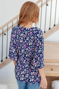 Hazel Blues® |  Dearest Dreamer Peplum Top in Navy Floral