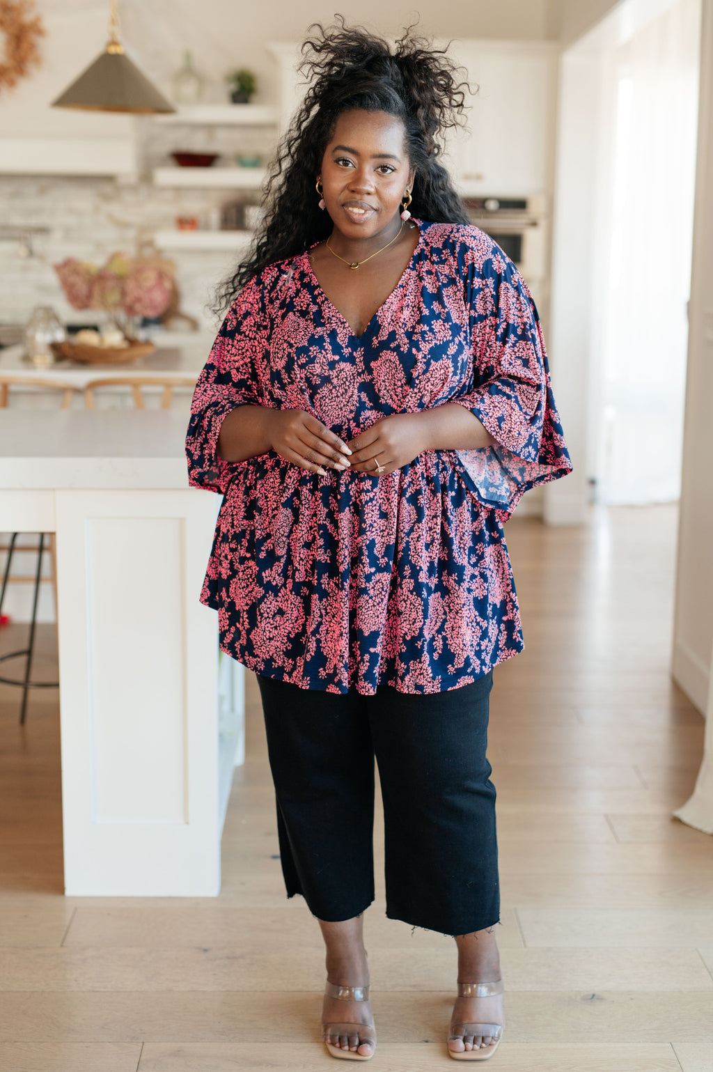 Hazel Blues® |  Dearest Dreamer Peplum Top in Pink Paisley