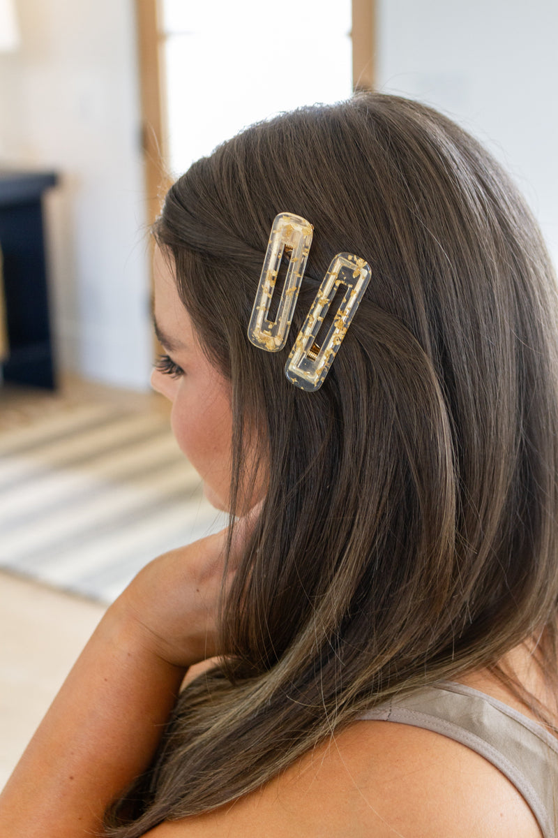 Hazel Blues® |  Double Trouble 2 Pack Hair Clip in Gold Leaf