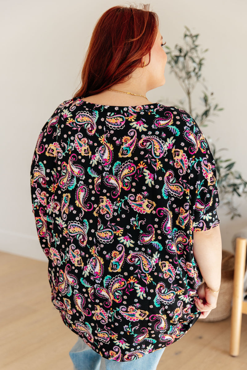Hazel Blues® |  Essential Blouse in Black and Pink Paisley