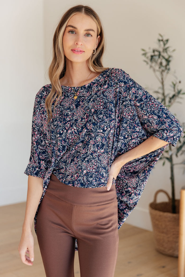 Hazel Blues® |  Essential Blouse in Navy Paisley