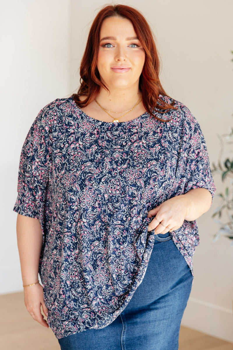 Hazel Blues® |  Essential Blouse in Navy Paisley