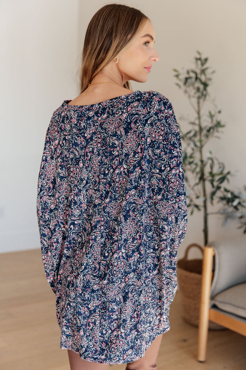 Hazel Blues® |  Essential Blouse in Navy Paisley