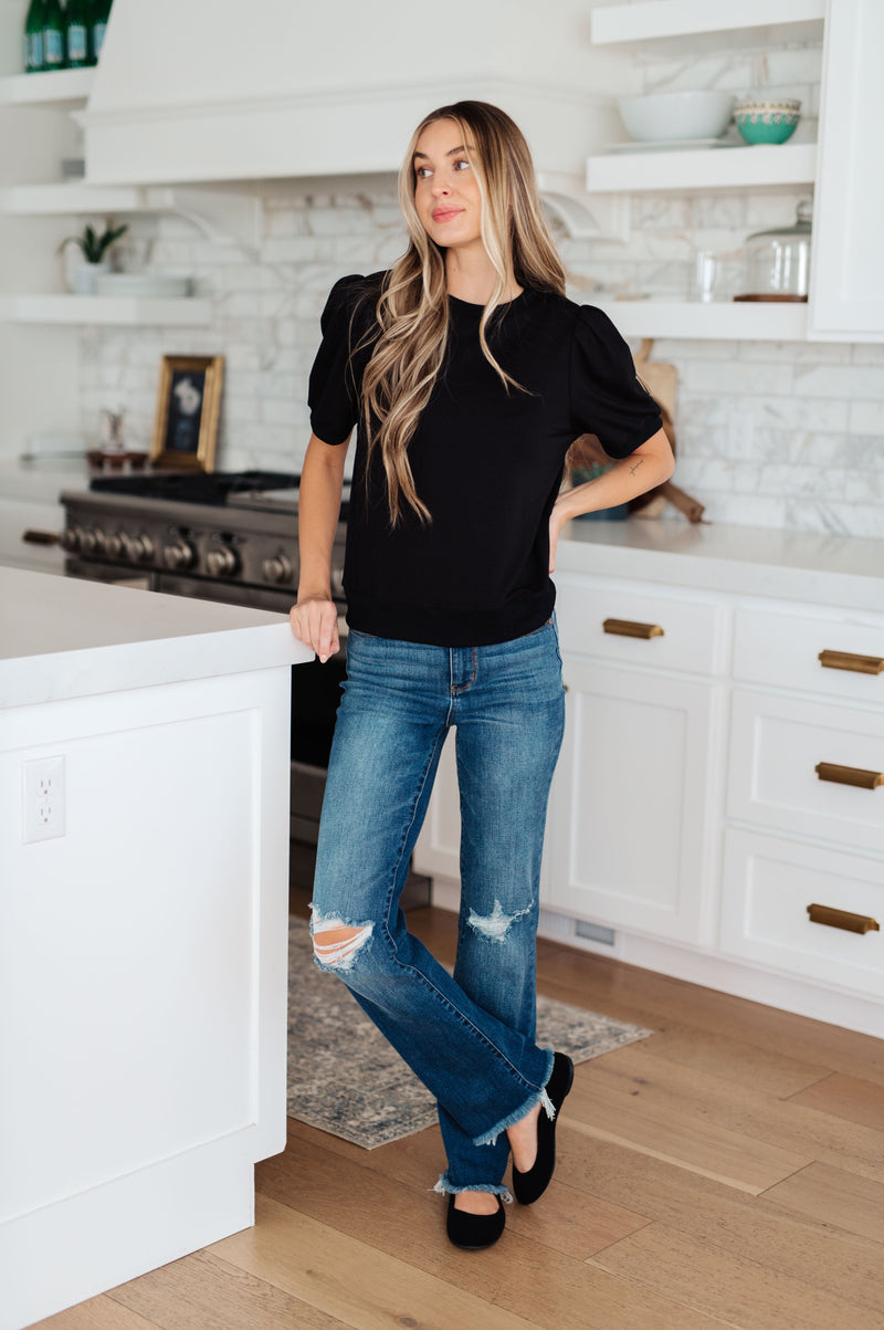 Hazel Blues® |  Evidently Different Puff Sleeve Top
