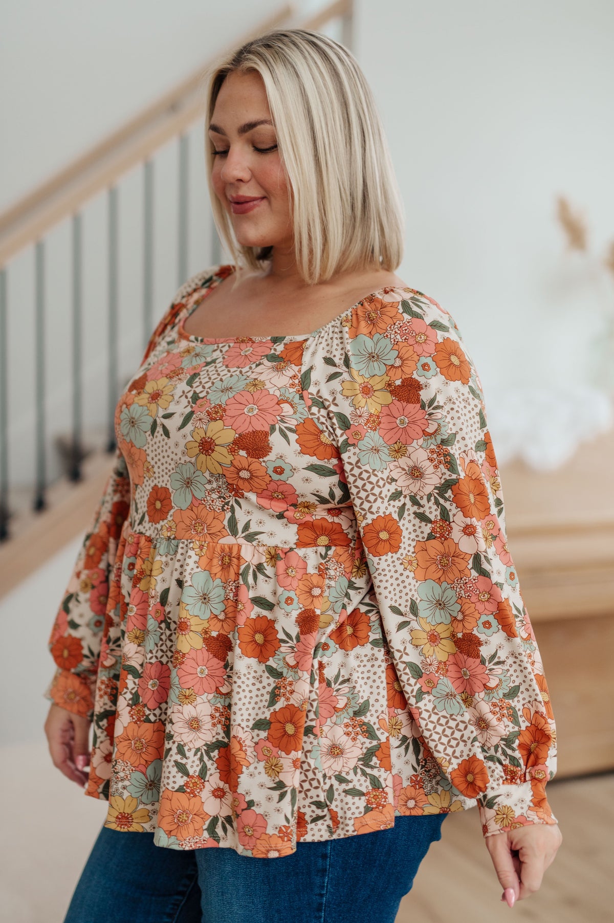 Hazel Blues® |  Fall For Florals Babydoll Top