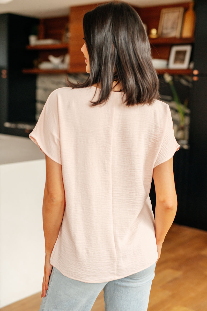 Hazel Blues® |  Frequently Asked Questions V-Neck Top in Blush