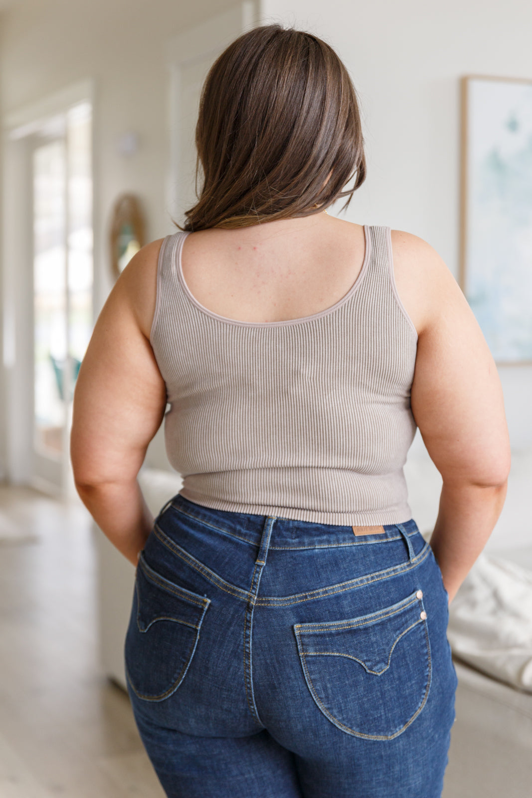 Hazel Blues®  Relevant Ribbed Seamless Reversible Tank in Charcoal