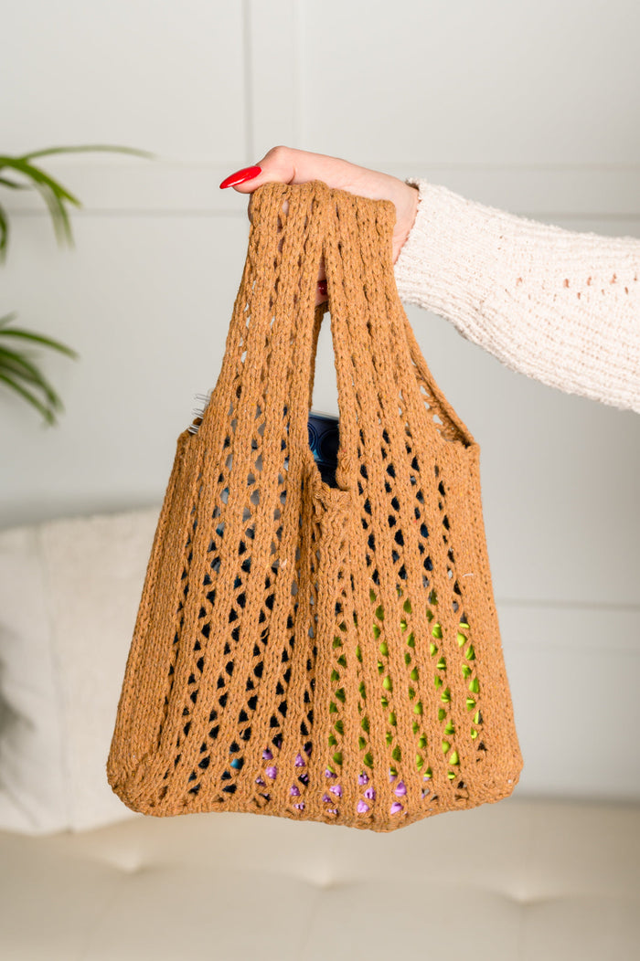 Hazel Blues® |  Girls Day Open Weave Bag in Tan