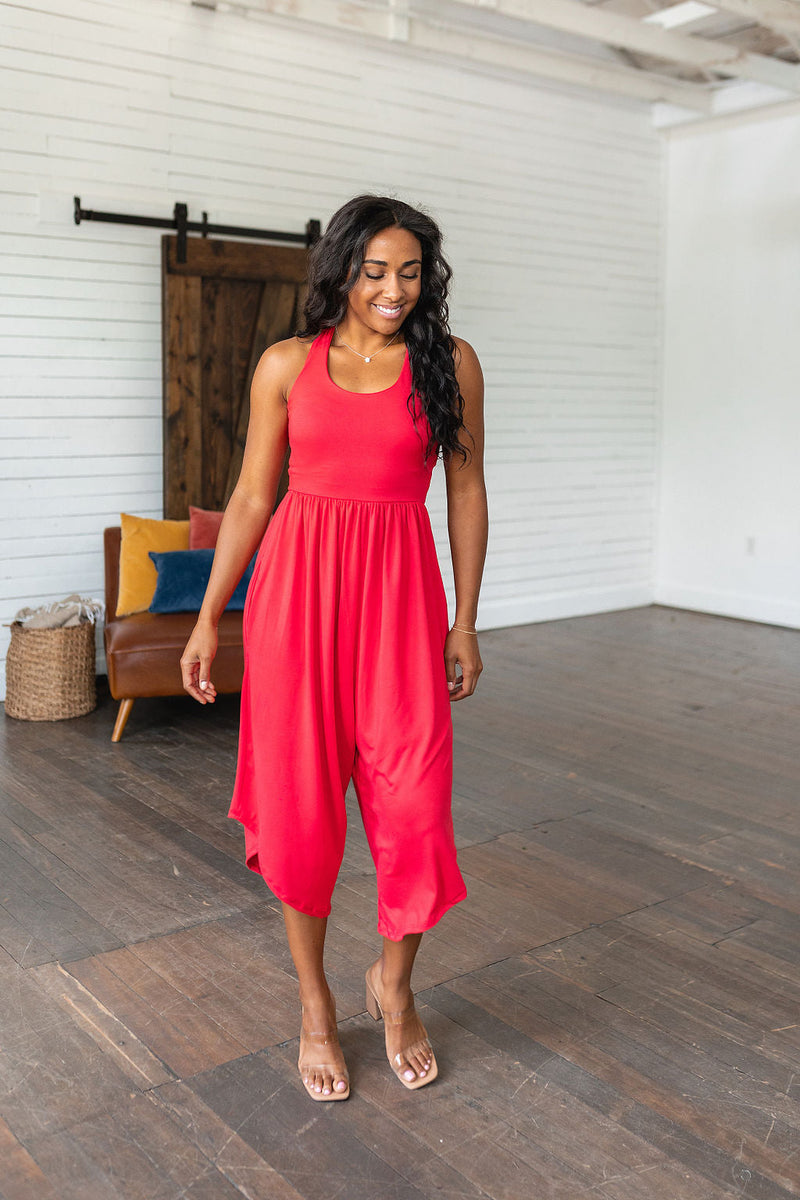 Hazel Blues® |  Good Idea Jumpsuit in Red