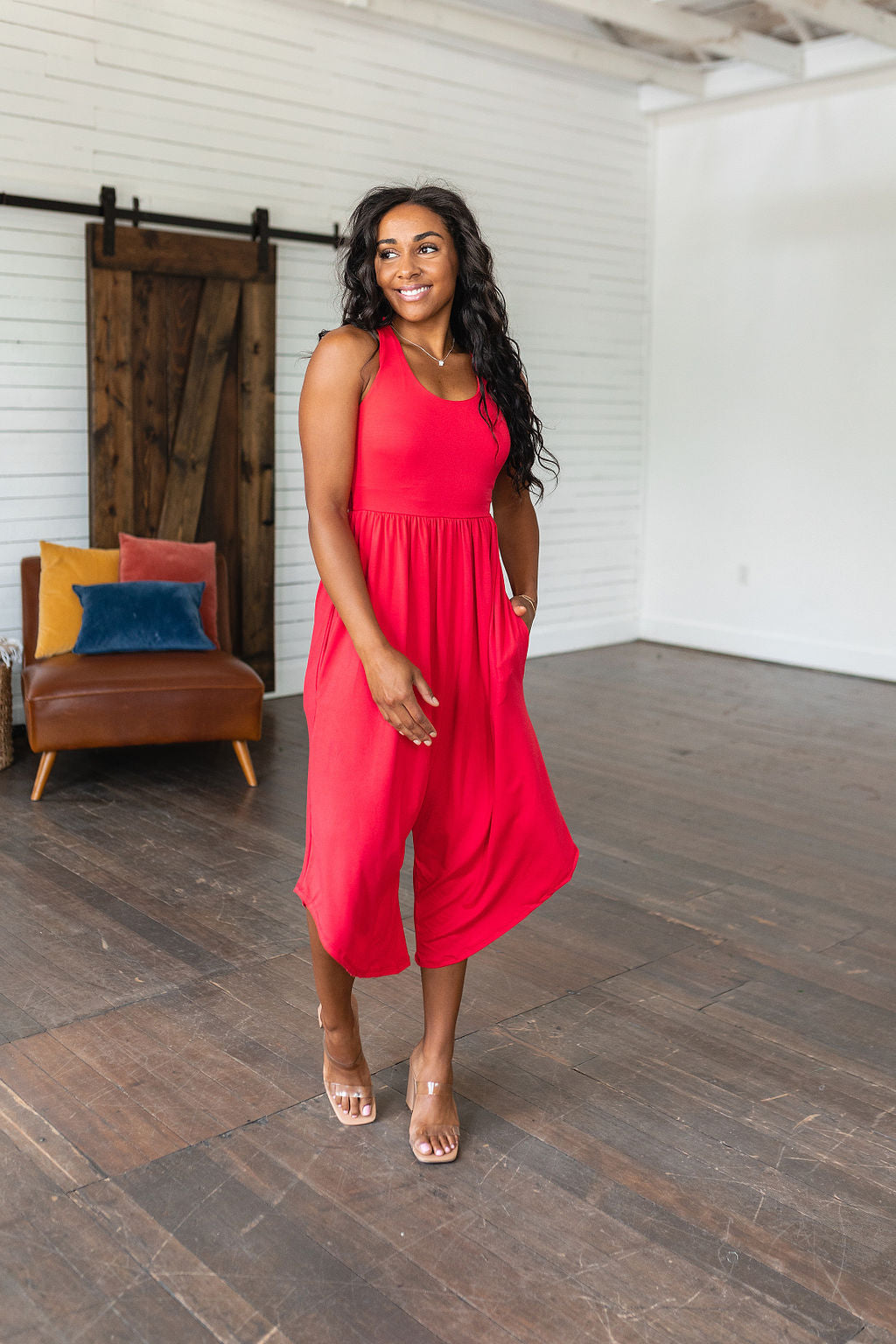 Hazel Blues® |  Good Idea Jumpsuit in Red