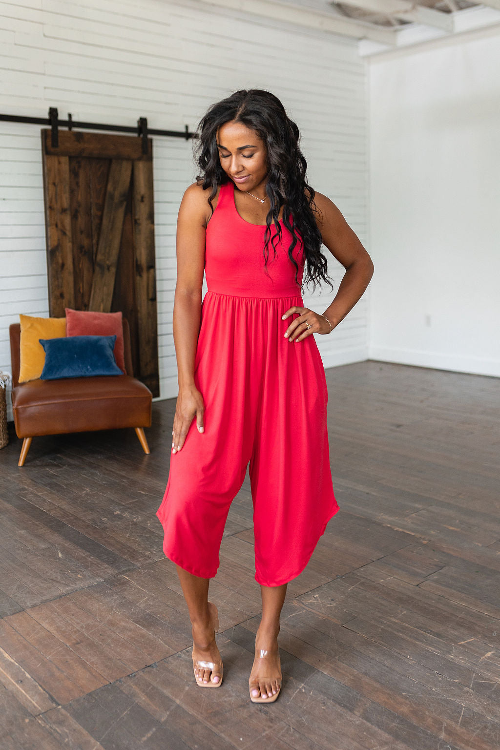 Hazel Blues® |  Good Idea Jumpsuit in Red