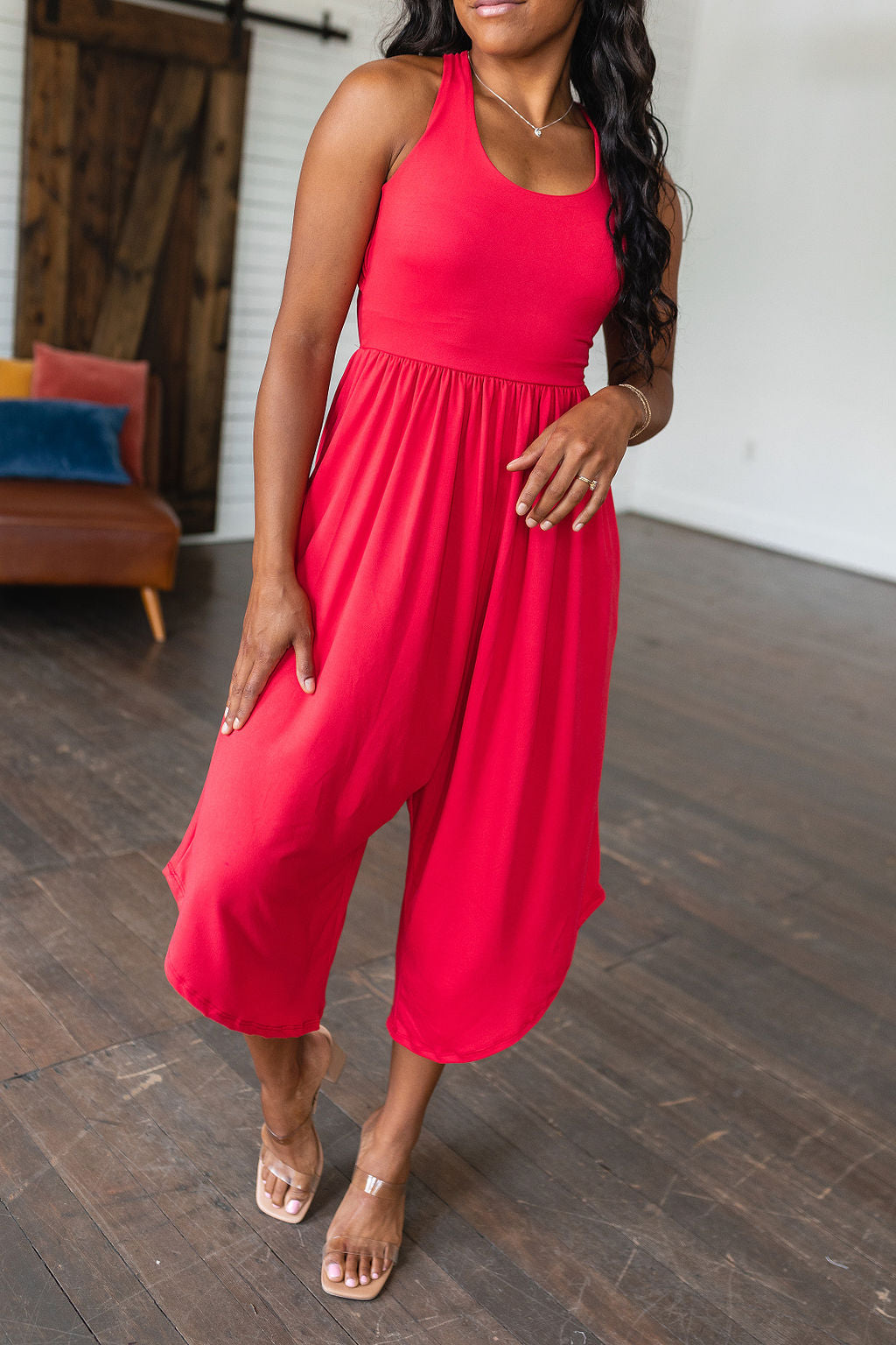 Hazel Blues® |  Good Idea Jumpsuit in Red