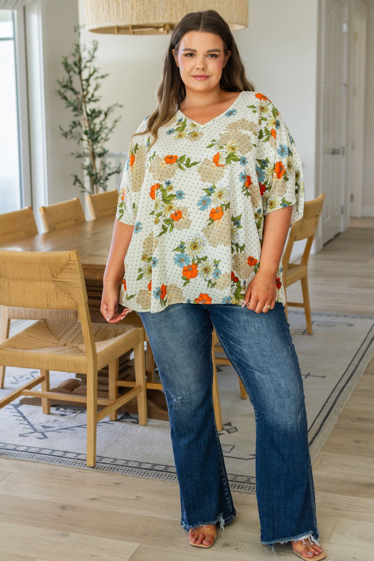 Hazel Blues® |  Good Morning Floral V-Neck Blouse