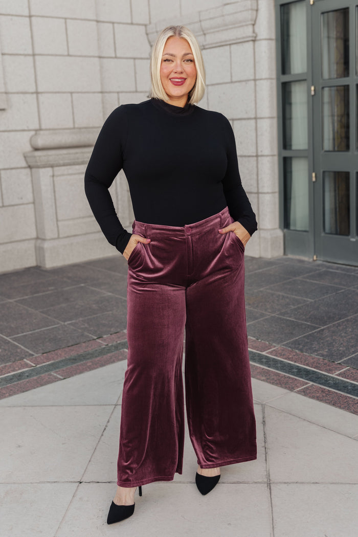 Hazel Blues® |  High Society Velvet Wide Leg Trousers