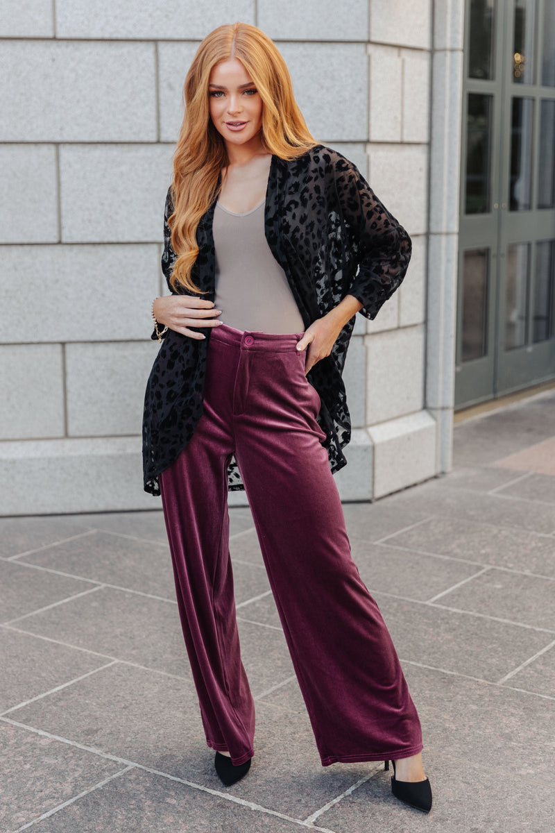 Hazel Blues® |  High Society Velvet Wide Leg Trousers