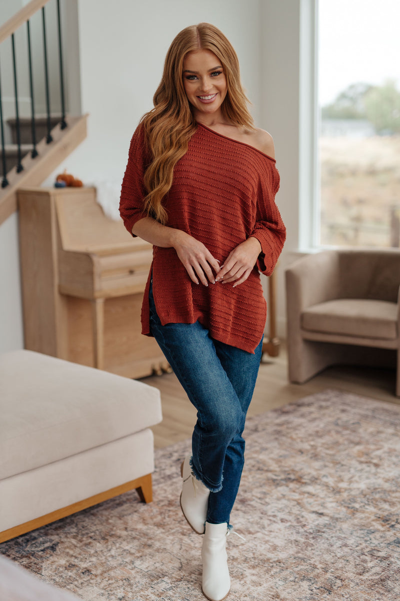 Hazel Blues® |  High Tide Oversize Top in Rust