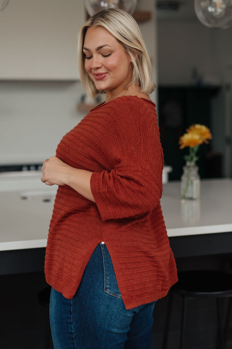 Hazel Blues® |  High Tide Oversize Top in Rust