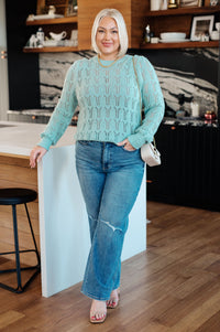 Hazel Blues® |  Hole In One Sheer Pointelle Knit Sweater