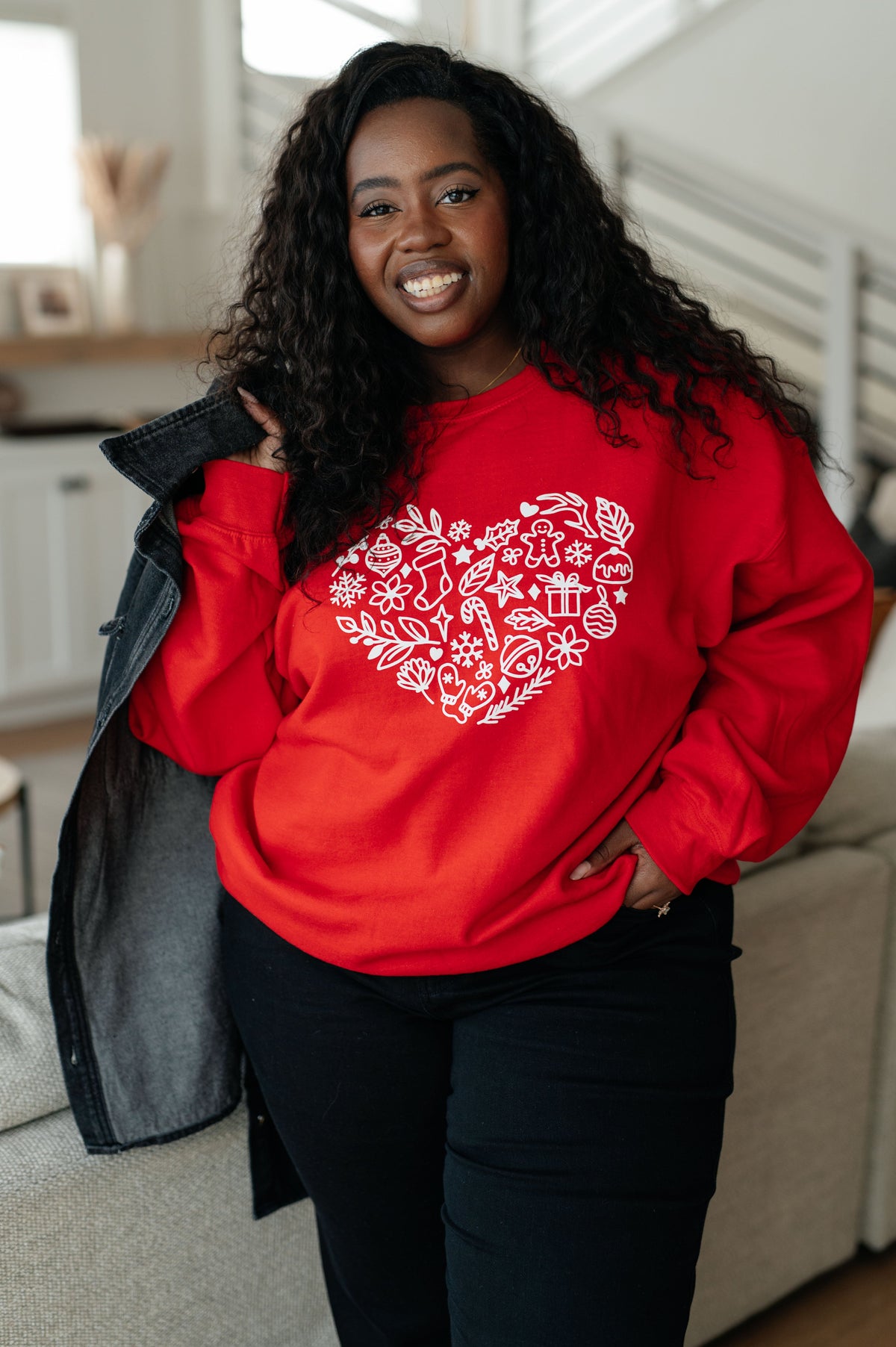 Hazel Blues® |  Holiday Heart Sweatshirt