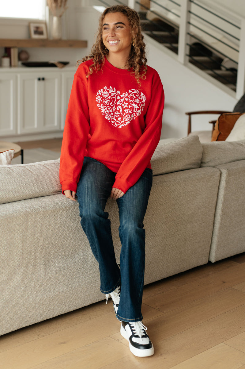 Hazel Blues® |  Holiday Heart Sweatshirt