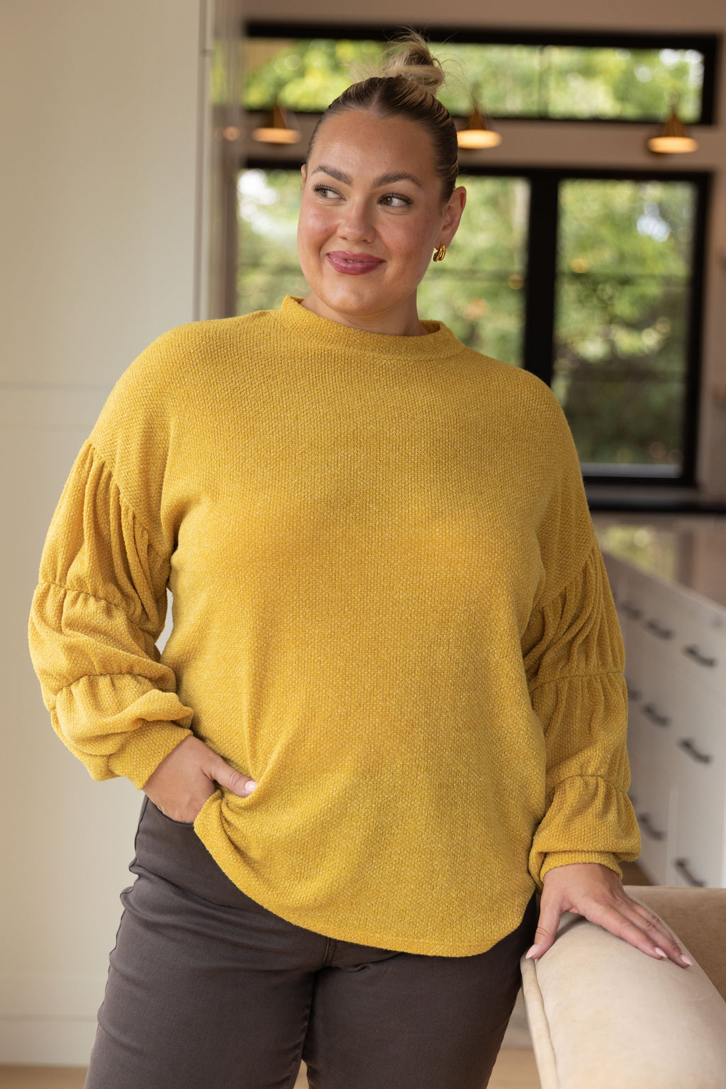 Hazel Blues® |  Honey Be Mine Balloon Sleeve Sweater