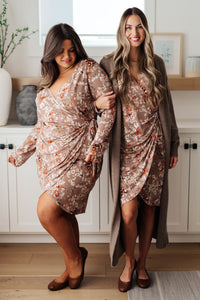 Hazel Blues® |  Honey Do I Ever Faux Wrap Dress in Taupe