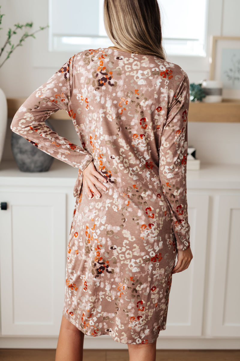 Hazel Blues® |  Honey Do I Ever Faux Wrap Dress in Taupe