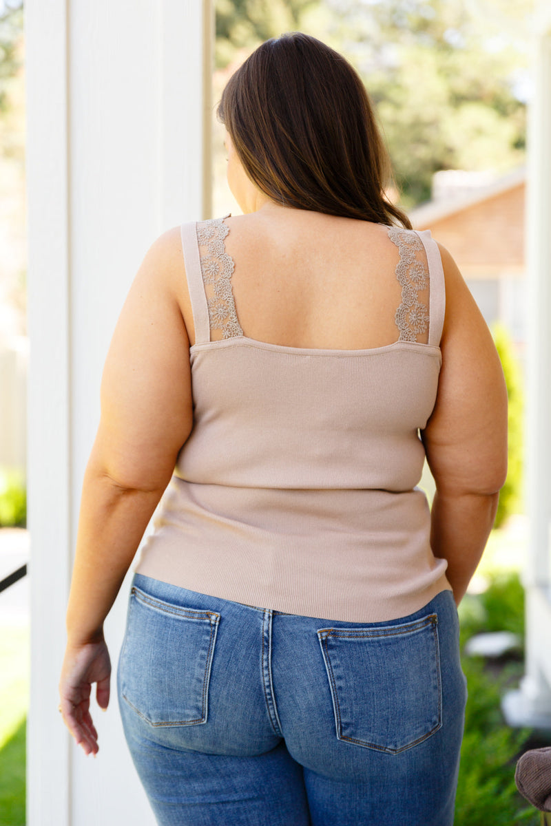 Hazel Blues® |  I Can Love You Better Lace Tank in Taupe