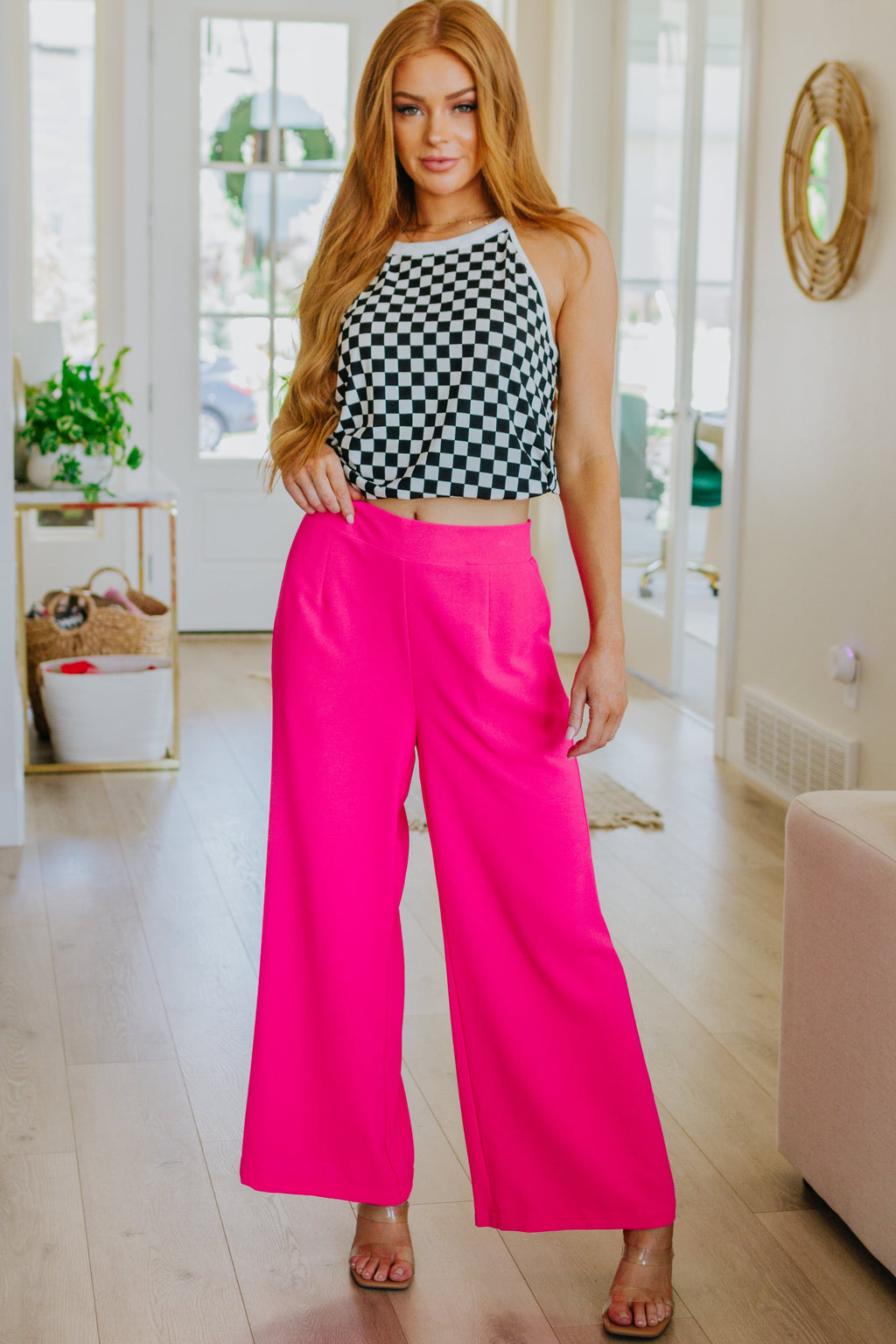 Hazel Blues® |  I Love These High Rise Wide Leg Pants in Hot Pink