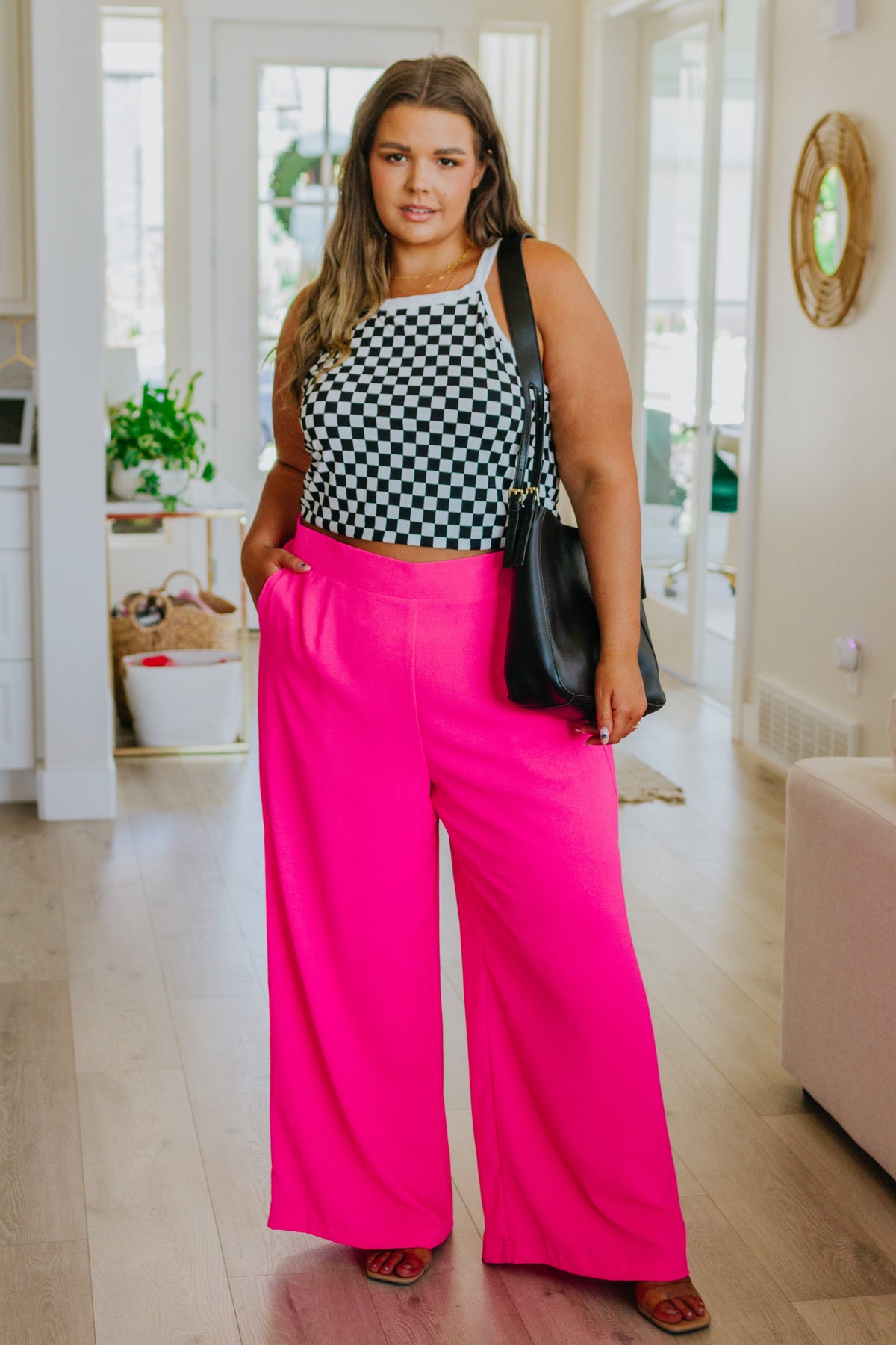 Hazel Blues® |  I Love These High Rise Wide Leg Pants in Hot Pink