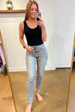 Charlotte High Rise Stone Wash Slim Jeans in Gray - Hazel Blues®