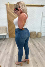 Hazel Blues® |  Amanda High Rise Pull on Release Hem Skinny Jeans
