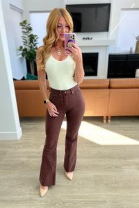 Hazel Blues® |  Sienna High Rise Control Top Flare Jeans in Espresso