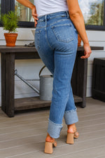 Hazel Blues® |  Jones High Rise Cuffed Straight Jeans
