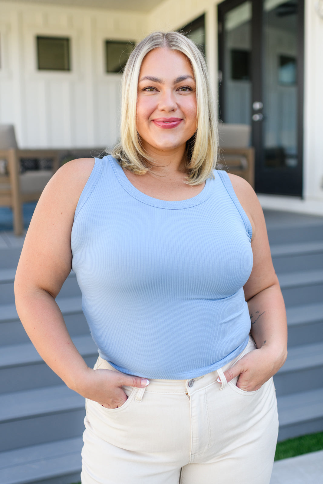 Hazel Blues® |  Just One More Ribbed Tank in Light Blue